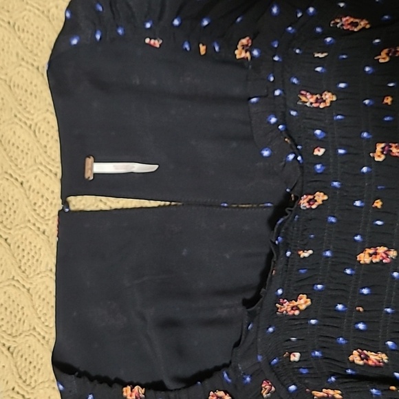 Free People Black 'Two Faces' Smocked Mini Dress - Size S - Picture 7 of 9